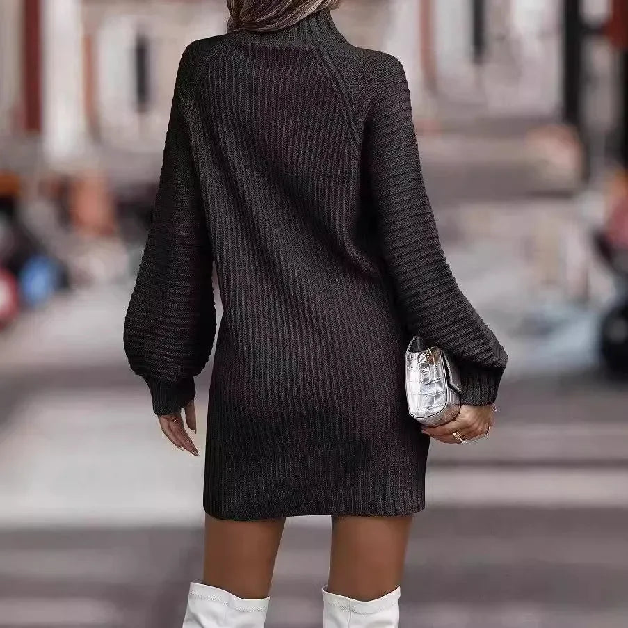 Elegant Women's Knitted Long Sleeve  Dress