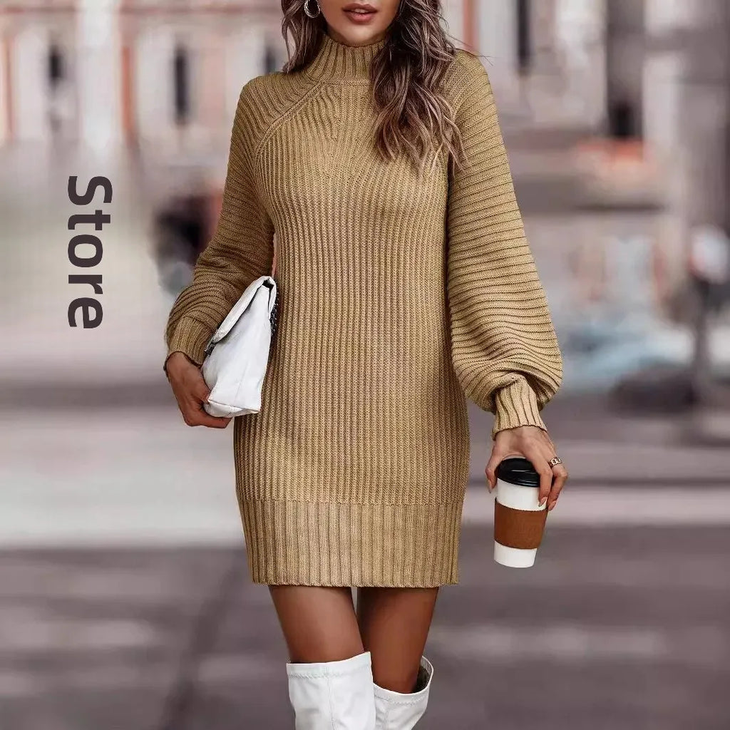 Elegant Women's Knitted Long Sleeve  Dress